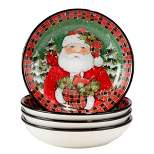 Set of 4 Christmas Lodge Santa Dining Soup Bowls - Certified International