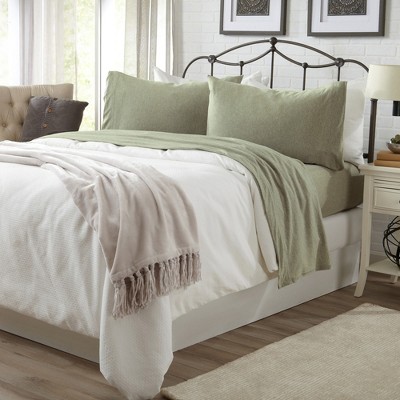 Heathered Eucalyptus Twin Cotton Blend Jersey Knit Sheet Set