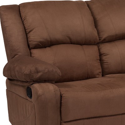 Chocolate Brown Microfiber Reclining Loveseat with Pillow-top Arms