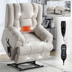 Chenille Power Lift Recliner Chair, Dual Motor Electric Recliner with Heat and Massage, Infinite Position for Elderly Living Room-Koiai - 1 of 4