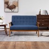VYNXARIA Mid-Century Modern Solid Loveseat Sofa Upholstered Linen Loveseat, 2-Seat Upholstered Loveseat Sofa Modern Couch£¬Navy - 3 of 4