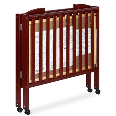 Cherry Pine 3-in-1 Portable Folding Crib with Locking Wheels