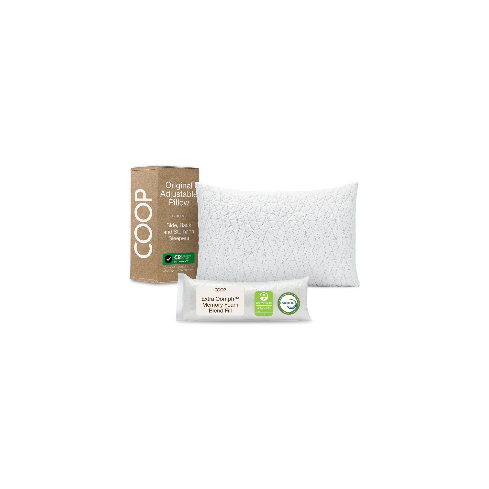 Coop Sleep Goods Original Adjustable Pillow, Queen Size Bed Pillows for Sleeping, Cross Cut Memory Foam - Medium Firm Back, Stomach & Side Sleeper