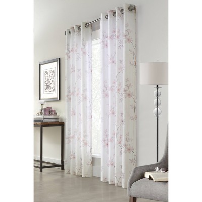 84"x50" Bloom Floral Printed Light Filtering Window Curtain Panel Off White - Habitat