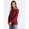 Allegra K Women's Off Shoulder Boat Neck Stretch Knit Long Sleeve Tunics Blouse - 4 of 4