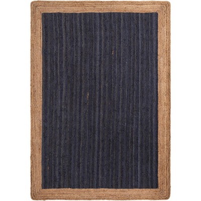Handmade Navy Blue Braided Reversible Rectangular Rug