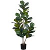 Monarch Specialties Artificial Plant 49 inch Tall Fiddle Tree Indoor Faux Fake Floor Greenery Potted Real Touch Decorative Green Leaves Black Pot - 2 of 4
