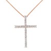 Silver 1.0 Cttw Champagne Diamond Gold Cross Pendant Necklace for Women - 3 of 4