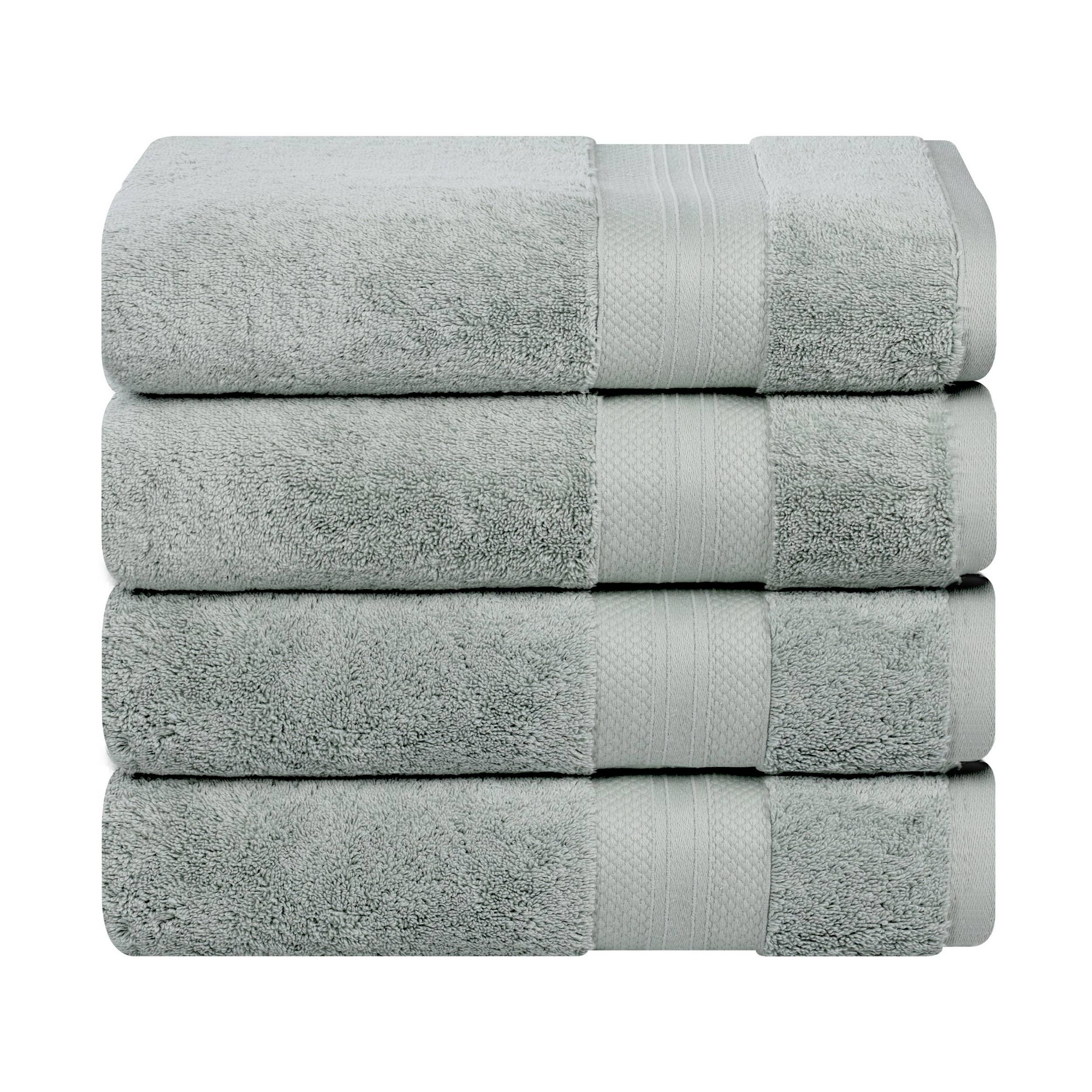 Luxury Cotton Heavyweight Solid Plush Bath Towel Set of 4, Olive Green - Blue Nile Mills