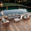 7-piece Rattan Patio Conversation Set With Removable Washable Cushions,Outdoor Sofa Set With Patio Table -Maison Boucle - 3 of 4