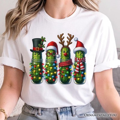 Christmas Pickles T-Shirt, Festive Holiday Cucumber Holiday Tee | OrnamentallyYou