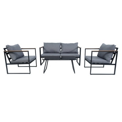 Decksplore 4-Piece All-Weather Galvanized Steel Frame Couch for Patio Garden Outdoor Metal Sectional Sofa
