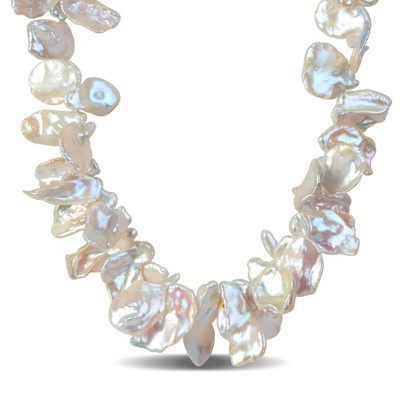 EVERLY JEWELRY | Sterling Silver 18mm Cultures Keshi Pearl Necklace, 17inc