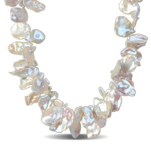 EVERLY JEWELRY | Sterling Silver 18mm Cultures Keshi Pearl Necklace, 17inc - 1 of 4