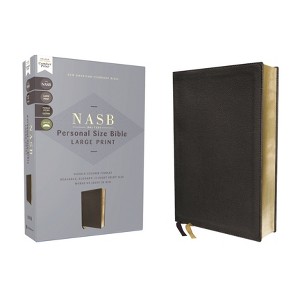 Nasb, Personal Size Bible, Large Print, Genuine Leather, Calfskin, Black, Red Letter, 1995 Text, Comfort Print - by  Zondervan (Leather Bound) - 1 of 1