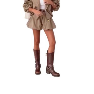 Women's Fashion Casual Solid Color Puff Shorts, Versatile Skort for Daily & Streetwear - 1 of 4