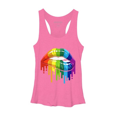 Design By Humans Rainbow Pride Lip Melt By COVI Racerback Tank Top - Pink  Heather - X Large