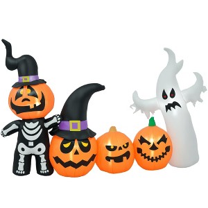 HOMCOM 7.5ft Inflatable Halloween Pumpkin Ghost Family, Halloween Decoration with LED Lights for Garden Indoor Outdoor - 1 of 4