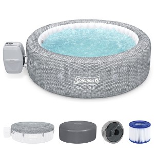 Coleman Sicily AirJet Large Round 5 to 7 Person Inflatable Hot Tub Portable Outdoor Spa with 180 AirJets and EnergySense Cover, Grey - 1 of 4