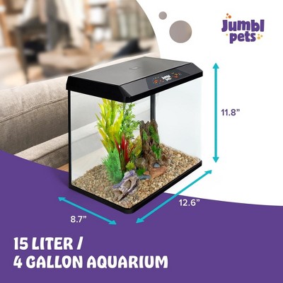 Jumblpets Starter Fish Aquarium Kit, Beginner Glass Fish Tank Kit W/led ...