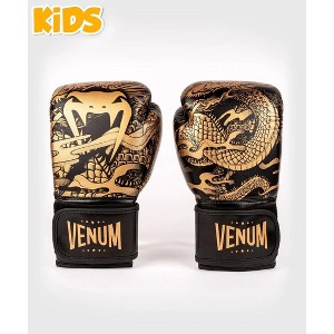 Venum Dragon's Flight Hook and Loop Boxing Gloves - Black/Bronze - 1 of 2