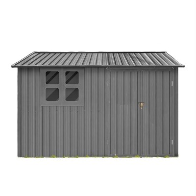 Metal Metal garden sheds outdoor storage sheds with window Brown