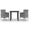 vidaXL 3 Piece Patio Dining Set with Cushions Poly Rattan and Glass - 2 of 4