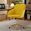 Velvet Upholstered Office Chair Adjustable Swivel Ergonomic Design with Armrests for Home Office or Vanity-3irtyhousy - 2 of 4