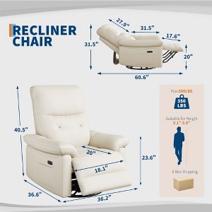 Swivel Rocker Chair for Adults, PU Leather Swivel Rocker Recliner with USB Ports, for Living Room & Nursery - 1 of 4