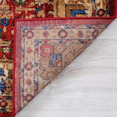 Red and Beige Oriental Synthetic 5' x 7' Area Rug