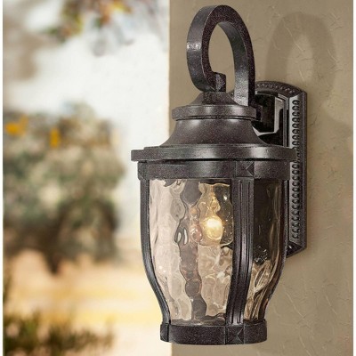 Merrimack Bronze Outdoor Wall Lantern with Clear Hammered Glass