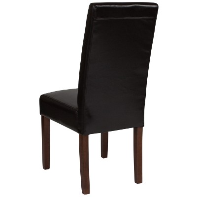 Mahogany LeatherSoft Upholstered Parsons Dining Side Chair, Set of 4