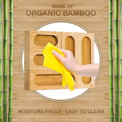 Bartnelli 5pc Bamboo Kitchen Drawer Organizer – Labeled for Gallon, Quart, Sandwich, Snack Bags — фото 4
