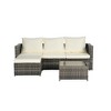 3-Pieces Outdoor Patio L-Shaped Sectional Sofa Set with Glass Coffee Table - 3 of 4
