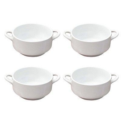 Essential Decor & Beyond 11.8" White Ceramic Serving Bowl With Handle Set of 4