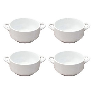 Essential Decor & Beyond 11.8" White Ceramic Serving Bowl With Handle Set of 4 - 1 of 3