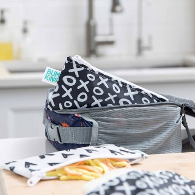 Bumkins Reusable Snack Bag 2pk - Hearts/XOXO: Nylon, 7" x 7"