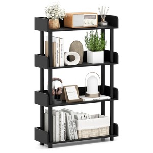 Costway 1/2 PCS 4-Tier Bookshelf with Anti-Tipping Kit Industrial Storage Unit for Living Room Rustic Brown/Black - 1 of 4