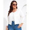 YESFASHION Women Plus Size Cardigan Round Neck Button Down 3/4 Sleeve Top Solid Casual Cardigan - 3 of 4