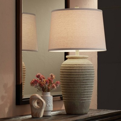 Austin Sand Toned Jug Table Lamp with Cream Linen Shade