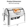 9 QT Roll Top Chafing Dish Buffet Set,Food-Grade Stainless Steel Commercial Chafer for Catering,and Weddings,Visible Lid,[2 Half Sized Pans]Included - 3 of 4