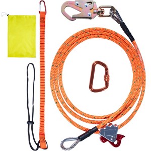 VEVOR Steel Core flipline, 1/2" x 8' Arborist Flipline, Flip Line for Tree Climbing with Alloy Steel Snap Hook, Aluminum Alloy Carabiner, Orange - 1 of 4