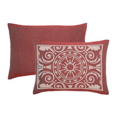 King Berry Red Cotton Blend Vintage Medallion Bedspread Set