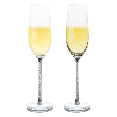 JoyJolt Set of (2) Cosmo Double-Wall Champagne Flute Glasses ,Clear