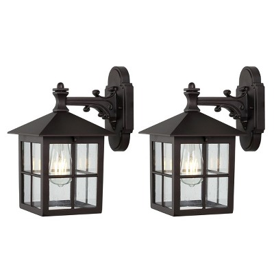 Penryn Black Outdoor Wall Sconce Set with Glass Shade