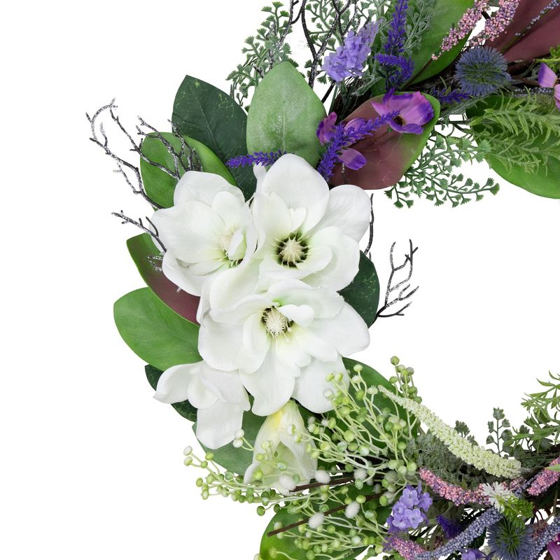 Northlight Mixed Wildflowers and Magnolias Artificial Spring Wreath, 24-Inch, 5 of 8