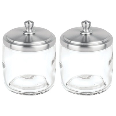 mDesign Glass Vanity Storage Organizer Apothecary Jar, 2 Pack