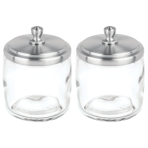 mDesign Round Storage Apothecary Canister for Bathroom, 2 Pack