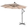 Costway 10FT Cantilever Solar Powered 32LED Lighted Patio Offset Umbrella Outdoor Red\Beige\Coffee\Blue\Navy - image 3 of 4