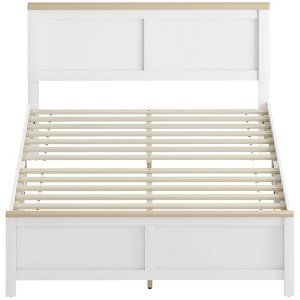 Aghana Digitals Twin Platform Bed Frame with Headboard, White Modern Design, 330 lbs Capacity, - 1 of 4